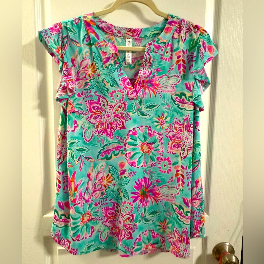 Floral flutter top Scarlett Floral Print Blouse - mint floral size Medium